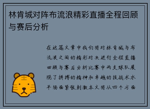 林肯城对阵布流浪精彩直播全程回顾与赛后分析