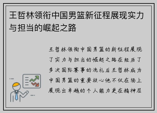 王哲林领衔中国男篮新征程展现实力与担当的崛起之路